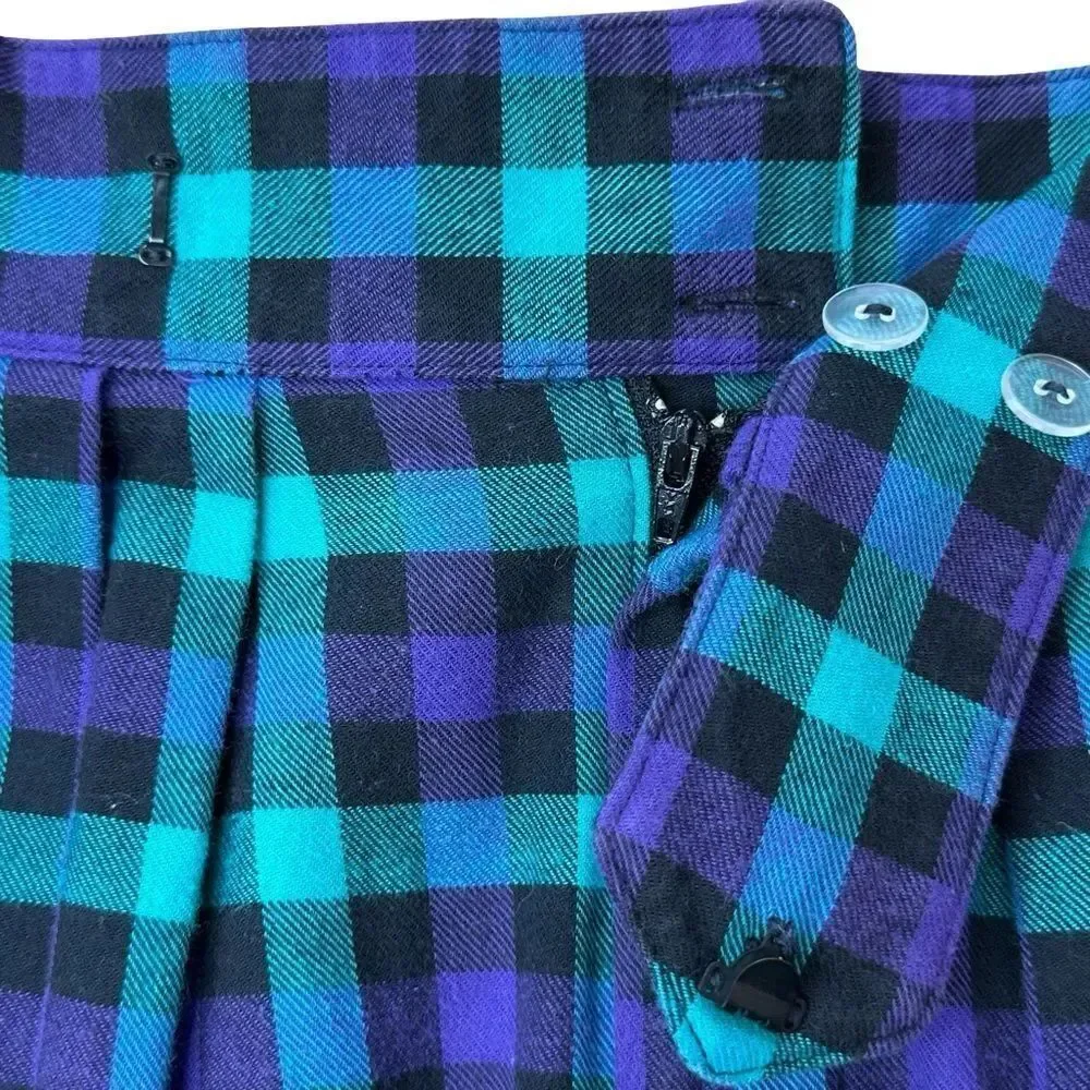 ALEXANDER CAMPBELL Purple & Green Plaid Set Skirt & Shirt Size 8